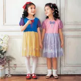 Toddler Kids Girl Round Collar Short Sleeve Mesh Princess Short Dress