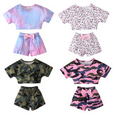 Toddler Kids Girl Two Pieces Tie Dye Short Sleeve Tank and Shorts Set