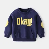 Toddler Boys Round Collar Slogan Long Sleeve Sweatshirt