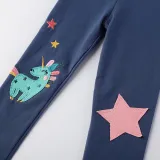 Toddler Kids Girl Dark Blue Cartoon Unicorn Pattern Leggings