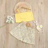 Toddler Kids Girl Two Pieces Sling Tank A-Line Floral Printed Skirt Set