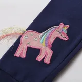 Toddler Kids Girl Blue Cartoon Heart Unicorn Printed Leggings