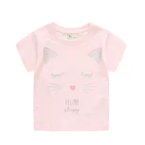 Toddler Kids Girl Pink Little Cat Printed T-Shirt