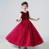 Toddler Kids Girl Sleeveless Sequin Tutu Maxi Gowns Formal Dress