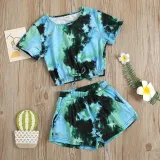 Toddler Kids Girl Two Pieces Tie Dye Short Sleeve Tops and Shorts Set