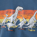 Toddler Boy Cartoon Dinosaur Migration Pattern Short Sleeve T-shirt
