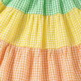 Toddler Kids Girl Sling Sleeveless Stitching Smocked Dress