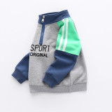 Toddler Boys Sporty Stand Collar Sweatshirt Coat