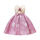 Toddler Kids Girl Sleeveless V Neck Floral A-Line Gowns Dress