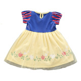 Toddler Kids Girl Cartoon Flower Pattern Round Collar Short Princess Dress Cosplay Costume