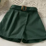 Toddler Kids Girl Two Pieces Lace Sleeve and Shorts with Belt Set