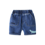 Toddler Boy Elastic Jeans Shorts Dinosaur Pattern Pants