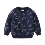 Toddler Boys Long Sleeve Round Collar Cartoon Dinosaur Sweatshirt