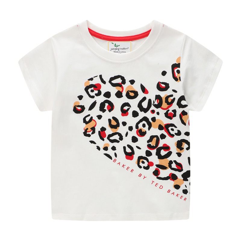 Toddler Kids Girl Heart Printed Short Sleeve White T-Shirt