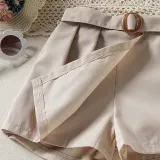 Toddler Kids Girl Two Pieces Lace Sleeve and Shorts with Belt Set