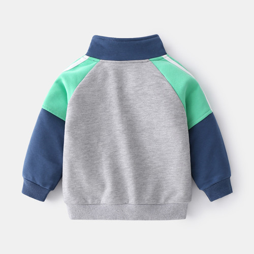 Toddler Boys Sporty Stand Collar Sweatshirt Coat