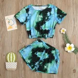 Toddler Kids Girl Two Pieces Tie Dye Short Sleeve Tops and Shorts Set