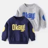 Toddler Boys Round Collar Slogan Long Sleeve Sweatshirt