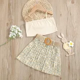 Toddler Kids Girl Two Pieces Sling Tank A-Line Floral Printed Skirt Set
