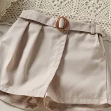 Toddler Kids Girl Two Pieces Lace Sleeve and Shorts with Belt Set