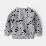 Toddler Boys Long Sleeve Round Collar Cartoon Bear Sweatshirt