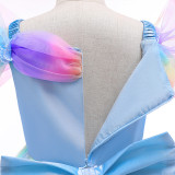 Toddler Kids Girl Flying Sleeve Mesh Bow Tie Maxi Princess Dress