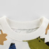 Toddler Boys Beige Dinosaur Pattren Long Sleeve Sweatshirt