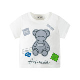 Toddler Boy Cartoon Little Bear Short Sleeve Round Collar T-shirt