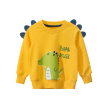 Toddler Boys Yellow Cute Dinosaur Pattern Long Sleeve Sweatshirt