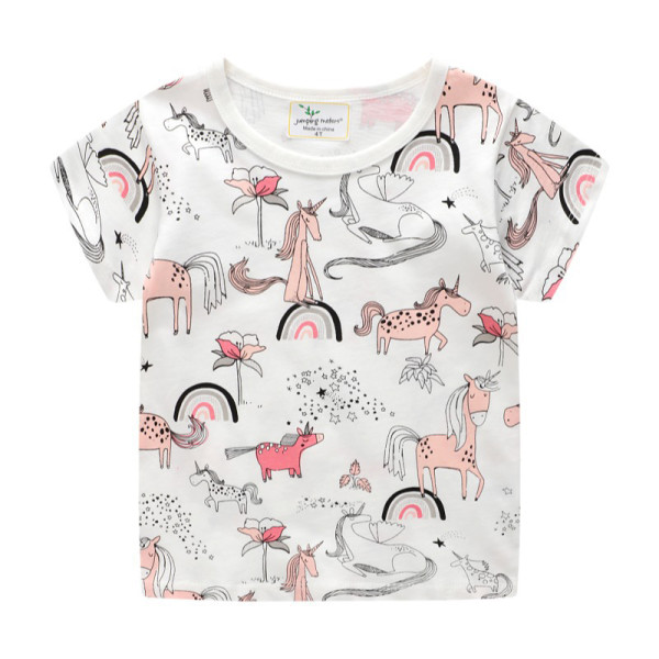 Toddler Kids Girl Cartoon Rainbow Unicorn Print T-Shirt