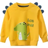Toddler Boys Yellow Cute Dinosaur Pattern Long Sleeve Sweatshirt