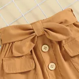 Toddler Kids Girl Two Pieces Sling Kintting Tank and Bow Tie Skirt Set