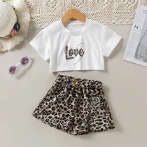 Toddler Kids Girl Two Pieces Tank Top Leopard Print Shorts Set