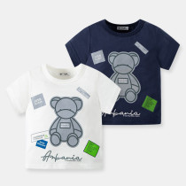 Toddler Boy Cartoon Little Bear Short Sleeve Round Collar T-shirt