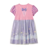 Toddler Kids Girl Round Collar Short Sleeve Mesh Princess Short Dress