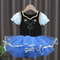 Toddler Kids Girl Puff Sleeve Embroidery Splicing Tutu Princss Ballet Dress