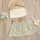 Toddler Kids Girl Two Pieces Sling Tank A-Line Floral Printed Skirt Set