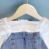 Toddler Kids Girl Lace Short Sleeve Denim A-Line Dress