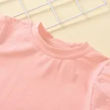 Toddler Kids Girl Two Pieces Lace Short Sleeve Top and Denim Pants Set