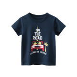 Toddler Boy Cartoon Car Pattern Short Sleeve T-shirt