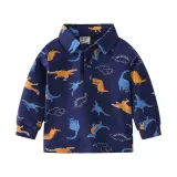 Toddler Boys Long Sleeve Cartoon Dinosaur Lapel Shirt