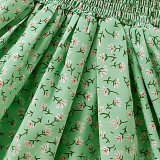 Toddler Kids Girl Green Floral Printed Sling Sleeveless Smocked Short Dress