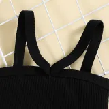 Toddler Kids Girl Two Pieces Sling Kintting Tank and Bow Tie Skirt Set