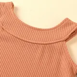 Toddler Kids Girl Two Pieces Cold-Shoulder Top and Denim Flares Set