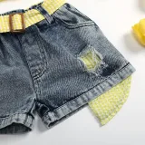 Toddler Kids Girl Two Pieces Cold-Shoulder Sling Top and Denim Shorts Set