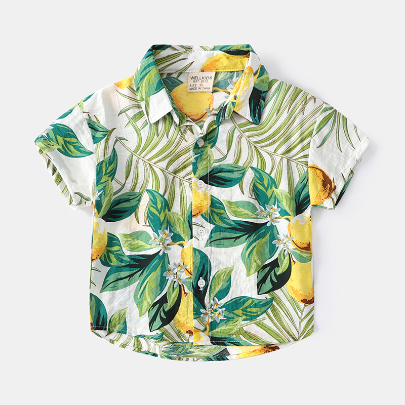 Toddler Boy Palm Print Short Sleeve Polo T-shirt