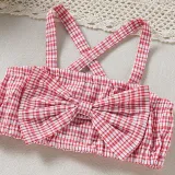 Toddler Kids Girl Two Pieces Lattice Cross Strap Top and A-Line Skirt Set