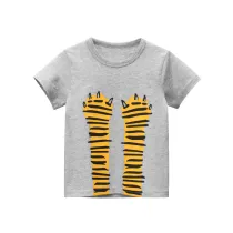 Toddler Boy Cartoon Paw Pattern Short Sleeve T-shirt