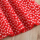 Toddler Kids Girl Two Pieces Smocked Sling Top and A-Line Polka Dots Dress Set