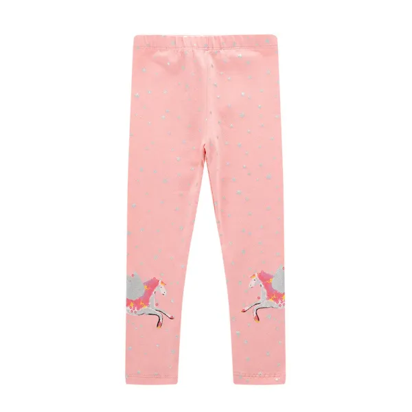 Toddler Kids Girl Cartoon Running Unicorn and Stars Leggings